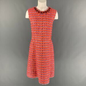 MARC JACOBS Size 8 Orange Purple Acrylic Blend Tweed Shift Dress